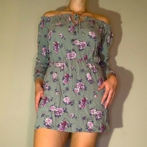Green floral mini dress
